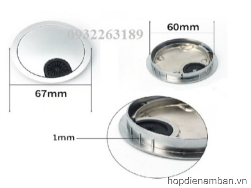 Nắp chụp tròn luồn dây mặt bàn