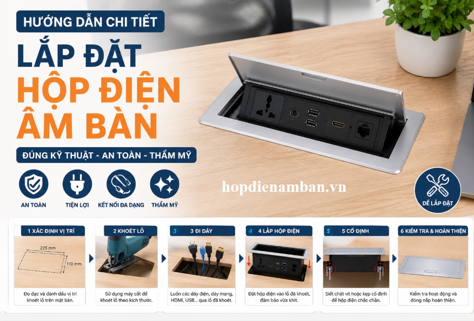 Hướng Dẫn Lắp Đặt Hộp Điện Âm Bàn Đúng Kỹ Thuật, An Toàn Và Thẩm Mỹ